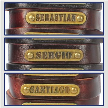 Gancho 54 – Pulsera piel con nombre. Letra S: Sebastián, Sergio y Santiago