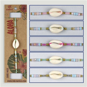 Pulsera ajustable. 90. Modelo: cypraea y ojo turco