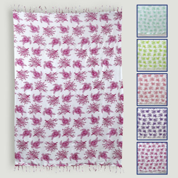 Pareo de rayon. 47. Tartaruga coral. 110x165cm
