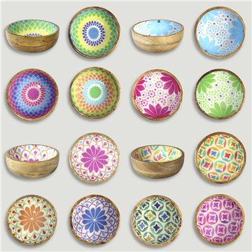 Bol madera mango con esmalte. Modelos surtidos. 13x5cm