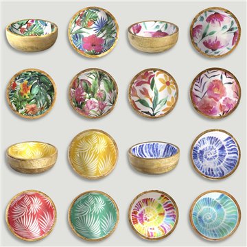 Bol madera mango con esmalte. Modelos surtidos. 13x5cm