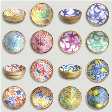 Bol madera mango con esmalte. Modelos surtidos. 13x5cm