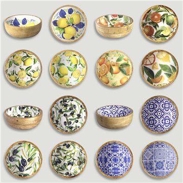 Bol madera mango con esmalte. Modelos surtidos. 13x5cm