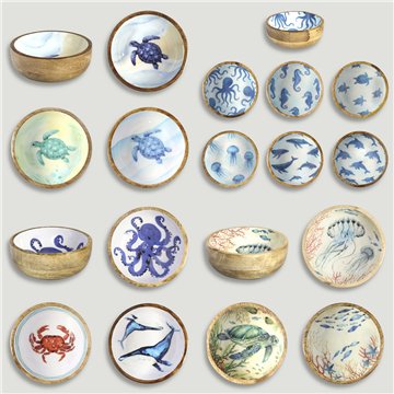 Bol madera mango con esmalte. Modelos surtidos. 13x5cm