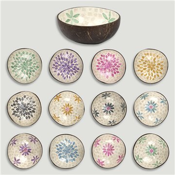 Bol Coco + nácar. Modelo flores. 13x5cm