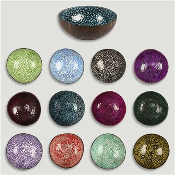 Coconut bowl + mother of pearl. Crackle model 02. 13x5cm