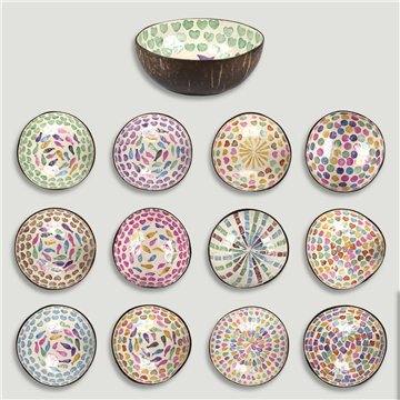 Bol Coco + nácar. Modelo pez/lágrimas/topos/corazones. 13x5cm