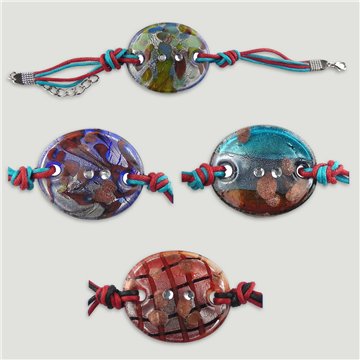 Pulsera vidrio vitrofusion oval colores surtidos