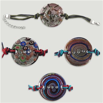 Pulsera vidrio vitrofusion redondo colores surtido