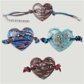 Pulsera vidrio vitrofusion corazon colores surtido