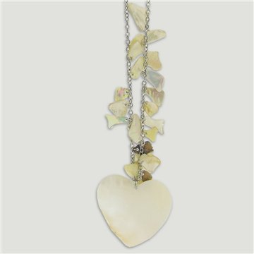 Colg nacar+met Corazon beige