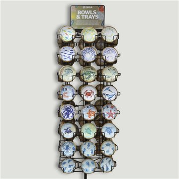 BOWLS & TRAYS. Double load. Display stand with 432 pieces