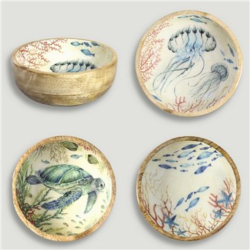 Bol madera mango con esmalte. Modelo mandalas. 13x5cm