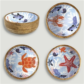 Bol madera mango con esmalte. Modelo marino. 13x5cm