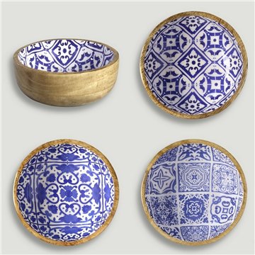 Bol madera mango con esmalte. Modelo mosaico. 13x5cm
