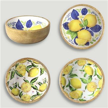 Bol madera mango con esmalte. Modelo limones. 13x5cm