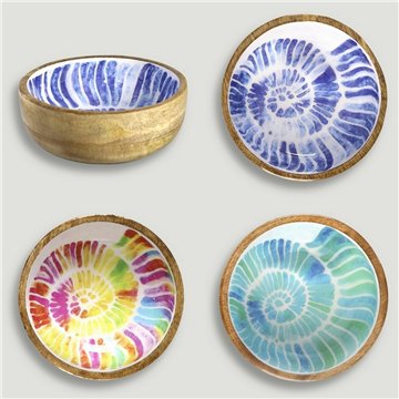 Bol madera mango con esmalte. Modelo caracola. 13x5cm