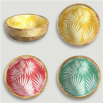 Bol madera mango con esmalte. Modelo palmeras. 13x5cm