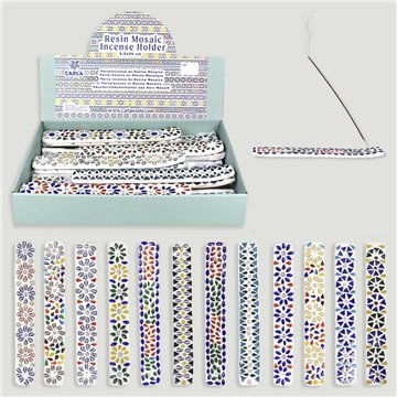 RESINA MOSAIC INCENSE HOLDER. Porta-incenso em resina mosaico. 3,5x25cm