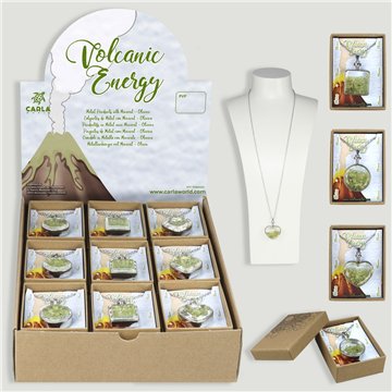 VOLCANIC ENERGY. Colgante formas metal + Olivino