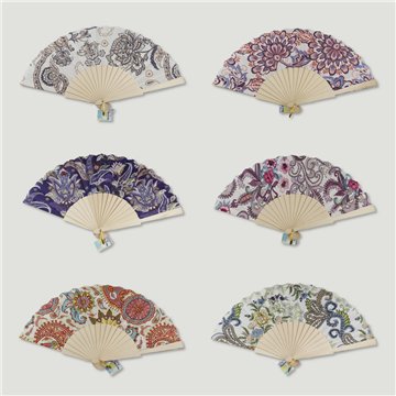 Éventail en bois. 01. Modèle Fleurs abstraites. Surtidos