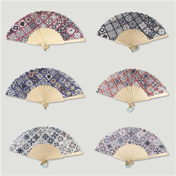 Éventail en bois. 04. Modèle Mosaïque. Surtidos