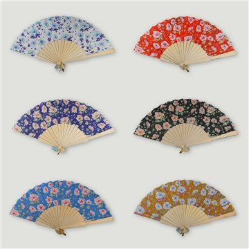 Éventail en bois. 06. Modèle Fleurs. Surtidos