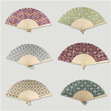 Abanico madera. 11. Modelo Estampado Variado. Surtidos