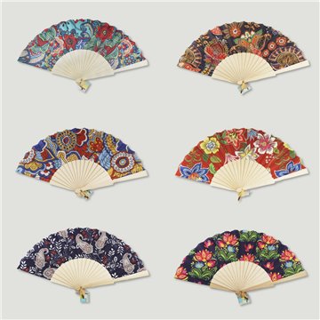 Abanico madera. 12. Modelo Flores varias. Surtidos