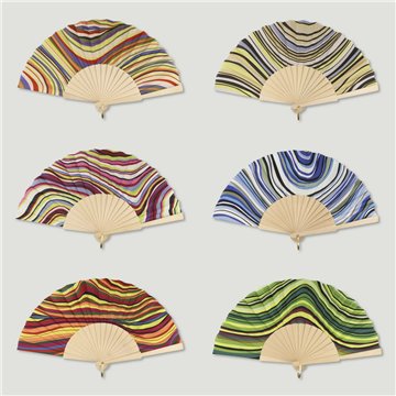Leque de madeira. 13. Modelo Psicodélico. Surtidos