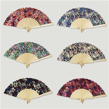 Leque de madeira. 17. Modelo Corações. Surtidos