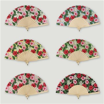 Abanico madera. 21. Modelo Hibiscos. Surtidos
