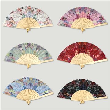 Éventail en bois. 23. Modèle Petites fleurs. Surtidos