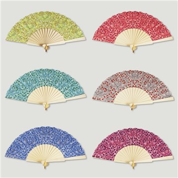 Éventail en bois. 26. Modèle Fleurs. Surtidos