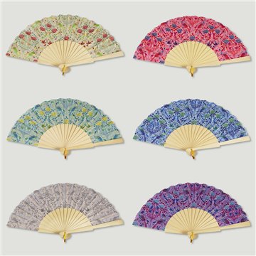 Leque de madeira. 30. Modelo Pássaro e Flores. Surtidos