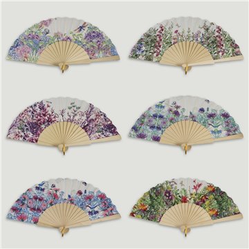 Éventail en bois. 32. Modèle Fleurs variées. Surtidos