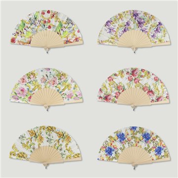 Éventail en bois. 38. Modèle Floral. Surtidos