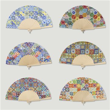 Abanico madera. 39. Modelo Mosaico. Surtidos