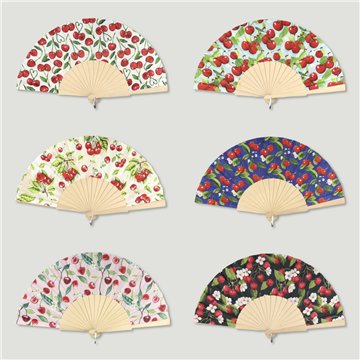 Abanico madera. 43. Modelo Cerezas. Surtidos