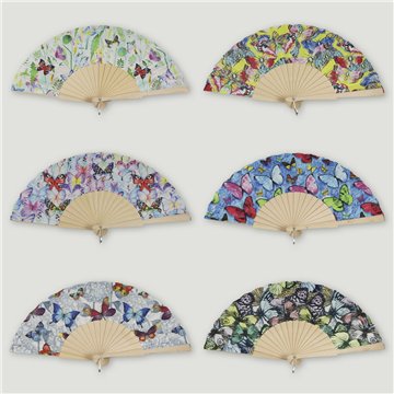 Abanico madera. 44. Modelo Mariposas. Surtidos