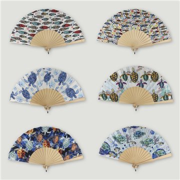 Wooden fan. 45. Model Turtles and fish. Surtidos