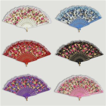 Abanico plástico. 51. Modelo Flores. Surtidos