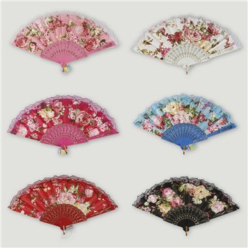Abanico plástico. 55. Modelo Flores. Surtidos