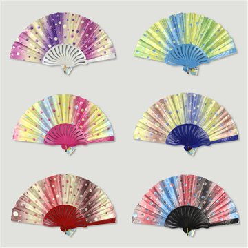 Abanico plástico. 59. Modelo Topos degradé. Surtidos