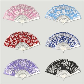 Éventail en plastique. 64. Modèle Style brodé. Surtidos