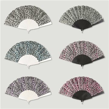 Leque de plástico. 67. Modelo Leopardo. Surtidos