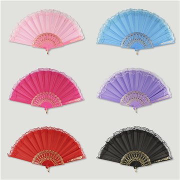 Abanico plástico. 73. Modelo Colores puntilla. Surtidos