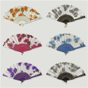 Abanico plástico. 77. Modelo Flores. Surtidos