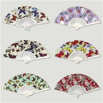 Leque de plástico. 80. Modelo Borboletas. Surtidos