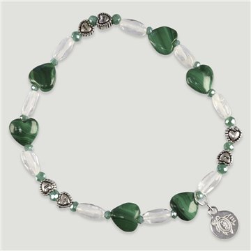 Pulsera FOREST Plata. Malaquita, Cristal Roca y Cristal